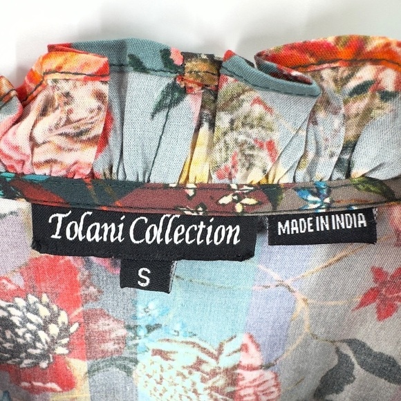 Tolani Collection Button Down Top Womens Small Floral Patchwork Boho Indie Soft - Picture 5 of 10